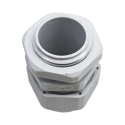 Conector Plástico Blanco Tipo Glándula para Rosca NPT 3/4"