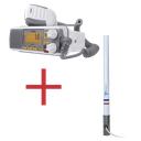 Kit de radio UM385 | mas antena marina de fibra de vidrio TX-5101-SYS fabricada en fibra de vidrio con base roscable de acero inoxidable
