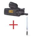Kit de radio UM385BK | mas antena marina de fibra de vidrio TX-5101SYS/10M fabricada en fibra de vidrio con base roscable de acero inoxidable