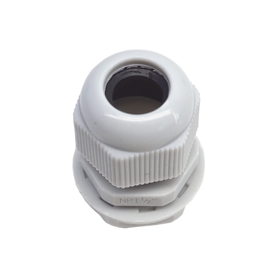 Conector Plástico Blanco Tipo Glándula para Rosca NPT 1/2"