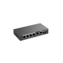 Switch Administrable con 4 puertos Gigabit PoE, 2 Uplink Gigabit y 1 Uplink Gigabit para Fibra SFP en combo, gestión gratuita desde la nube