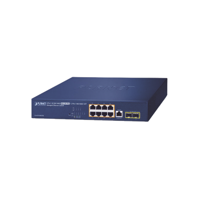 Switch PoE Administrable Capa 2, 8 Puertos PoE 802.3af/at/bt de 95 W, 2 Puertos SFP 100/1000X, Hasta 180 Watts