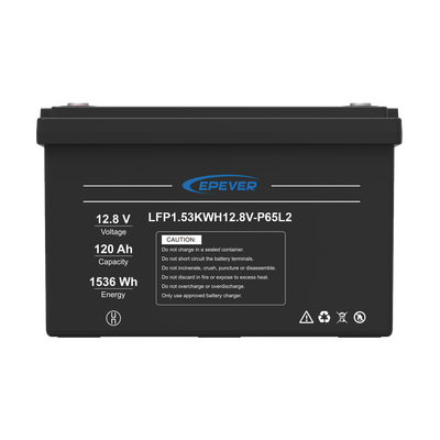 Batería de Litio LiFePO4 Ciclo Profundo 12.8Vcc, 120 Ah, 1.53Kwh, para Exterior, Libre de Mantenimiento
