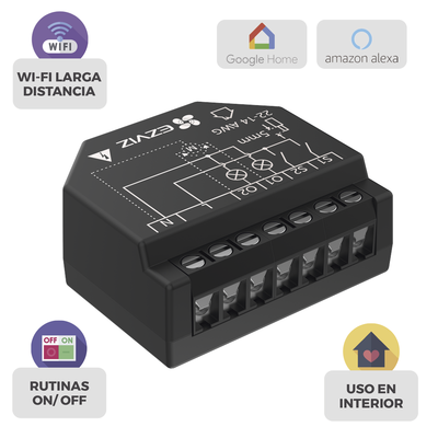 Relevador Wi-Fi  Inteligente / 2 Salidas Para 2 Apagadores / Ideal Para Control de Iluminación / Control Remoto / Horarios Personalizados / Registro de Consumo / 110-240VCA