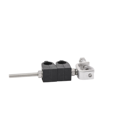 Sujetador de 2 cables de 1/2". Instalación en ángulo. Soporte de acero inoxidable.