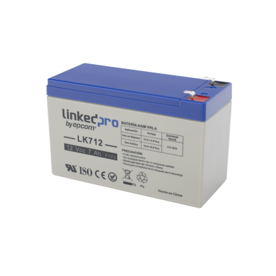 Batería de respaldo 12 V 7 Ah AGM | Certificada UL94-HB Resistencia a la flama básica | Especial para Seguridad Electrónica | Vida útil 5 años | Terminales F1  + Adaptador F2