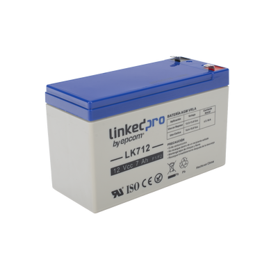 Batería de respaldo 12 V 7 Ah AGM | Certificada UL94-HB Resistencia a la flama básica | Especial para Seguridad Electrónica | Vida útil 5 años | Terminales F1  + Adaptador F2