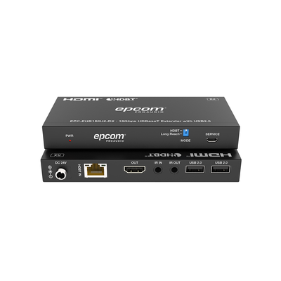 Kit Extensor HDMI con KVM |  4K@60Hz 4:4:4 | 150m en 1080 | 120m en 4K | HDBaseT | USB 2.0 | IR Bidireccional | POC | EDID