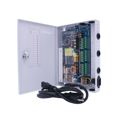 Fuente PREMIUM / 11-15 V / 18 canales / 20 A / Alta tecnología en seguridad / Doble ventilador / Hasta 1.8 Amperes por Salida / Filtro de ruido por canal / Diseño de alta gama.