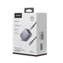 Cargador de 65W serie Nexode Pro | 3 Puertos de Carga Rápida | 2 USB-C | 1 USB-A | Tecnología GaNInfinity | PD3.1 de 65W / QC4.0 | Tecnología de Protección Térmica | Optimiza la Carga | Caja de Aluminio | Incluye Cable U