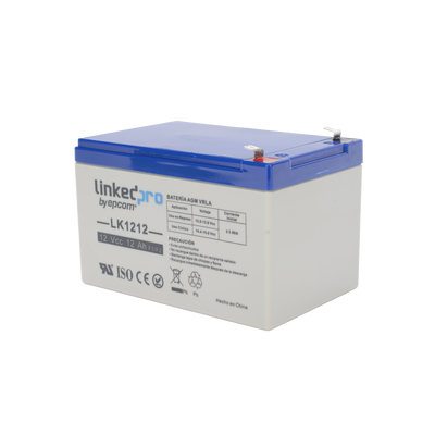 Batería de respaldo 12 V 12 Ah AGM | Certificada UL94-HB Resistencia a la flama básica | Especial para Seguridad Electrónica | Vida útil 5 años | Terminales F1  + Adaptador F2