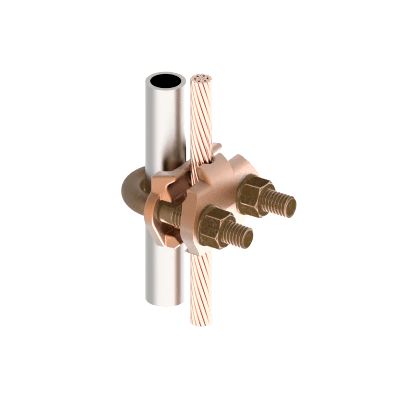 Conector Mecánico para Cable Calibre 4 a 2/0 AWG / Paralelo o 90° Grados a Tubo de 1 1/4" o Varilla  de 1 3/8" - 1 1/2".