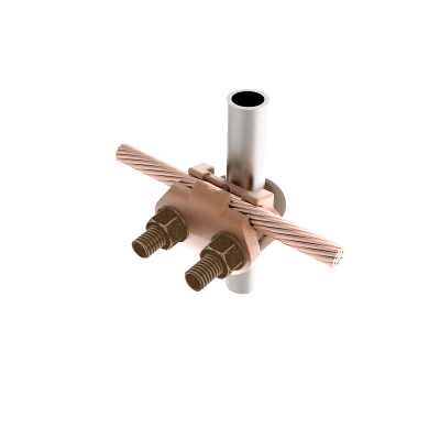 Conector Mecánico para Cable Calibre 4 a 2/0 AWG / Paralelo o 90° Grados a Tubo de 1 1/4" o Varilla  de 1 3/8" - 1 1/2".