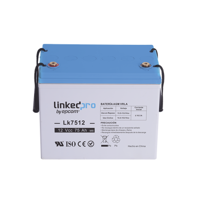 Batería de respaldo 12 V 75 Ah AGM | Certificada UL94-HB Retardo a la flama básica | Especial para equipo electrónico, Sistemas de emergencia y Aplicaciones Fotovoltaicas | Terminales T3