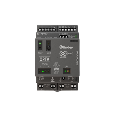 PLC Industrial Arduino Opta / Micro PLC con IoT Industrial / STM32H747XI Dual-Core / 8 Entradas Analógicas-Digitales / 4 Relés 10A / Ethernet / RS485 / WiFi-Bluetooth / IEC-61131-3 / IP20 / cULus-ENEC-FCC-CE