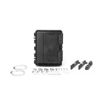 Cierre de Empalme para 20 Fusiones de Fibra Óptica, Exterior, 8 Acopladores SC/APC, Incluye Splitter 1x8, IP65 Versión Cargada