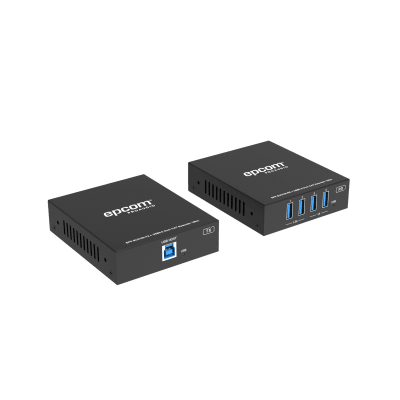 Extensor USB 3.0 | Hasta 100 m por CAT6a | PoC Bidireccional 24 Vcc | RS-232 | 4x USB-A