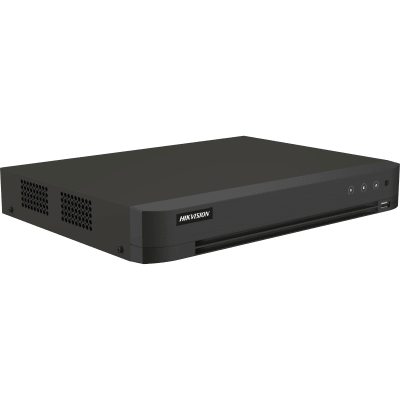 DVR 16 Canales TURBOHD + 16 Canales IP / 8 Megapixel (4K) / Audio Bidireccional / ACUSENSE / Reconocimiento Facial / 2 Bahías de Disco Duro / Salida de Video en 4K / H.265+