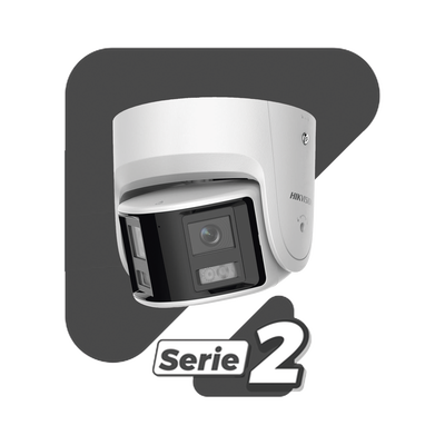 [FlexVu] [PROTECCIÓN ACTIVA] Turret IP 4 Megapixel / 2 Lentes de 2.8 mm (Imagen Panorámica 180°) / 30 mts IR / Exterior IP67 / Luz Intermitente y Alerta de Audio / Audio Bidireccional / ACUSENSE / WDR 120 dB / Micro SD