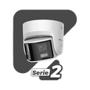 [FlexVu] [PROTECCIÓN ACTIVA] Turret IP 4 Megapixel / 2 Lentes de 2.8 mm (Imagen Panorámica 180°) / 30 mts IR / Exterior IP67 / Luz Intermitente y Alerta de Audio / Audio Bidireccional / ACUSENSE / WDR 120 dB / Micro SD