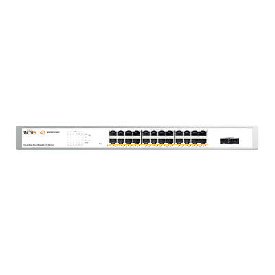 Switch Administrable PoE  / 24 puertos PoE af/at Gigabit /  2 x SFP Gigabit / Administración Cloud Gratuita / Presupuesto 370 W