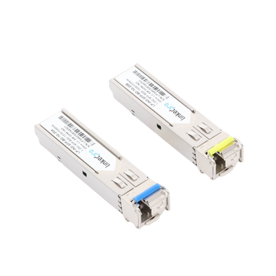 Transceptores Ópticos Industriales Bidireccionales SFP (Mini-Gbic) / Monomodo 1310 & 1550 nm / 1.25 Gbps / 1000BASE-BX / Conector LC/UPC Simplex / DDM / Hasta 20 km / 2 Piezas