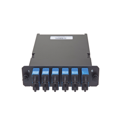 Placa Acopladora de Fibra Óptica FAP, Con 12 Pigtails y 6 Conectores LC Duplex (12 Fibras), Para Fibra Monomodo OS1/OS2, Color Azul