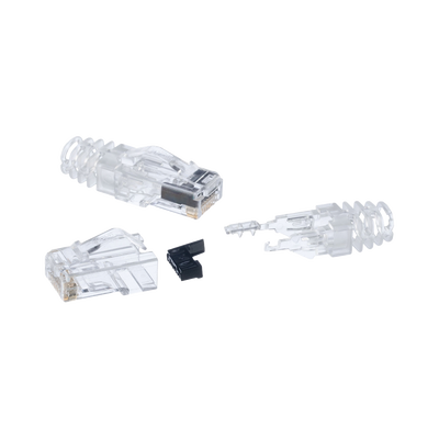 Plug RJ45 Cat6 de 3 Piezas, Para Cable UTP de Calibre 23-24 AWG, Chapado en Oro de 50 micras, Paquete de 100 Piezas