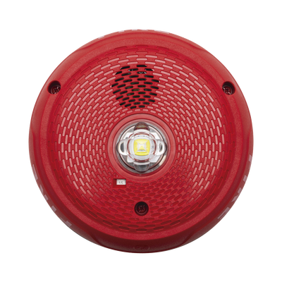 Sirena con Lámpara LED Estroboscópica / Montaje en Techo / Nivel de Candelas Seleccionable / Color Rojo / Nuevo Diseño Moderno y Elegante / Menor Consumo de Corriente / Uso exterior