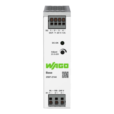 Fuente de Alimentación BASE / 24V DC 5A 120W / Monofásica 100-240V AC / Push-in CAGE CLAMP® / Sincronización Primaria / Conexión Paralelo y Línea / SELV/PELV / IP20