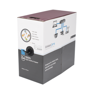 Bobina de Cable UTP 305 Metros (1000 Pies), Cat5e con Doble Forro, para Exterior, Climas Extremos, Color Negro