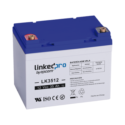 Batería 12 V 35 Ah AGM | Certificada UL94-HB Resistencia a la flama básica | Especial para Seguridad Electrónica | Vida útil 5 años | Terminales T1