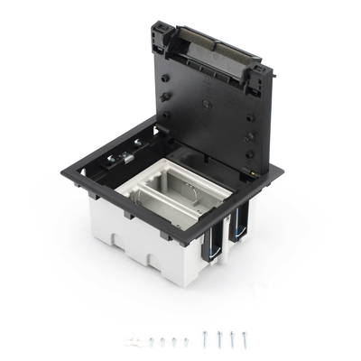 Caja Para Instalación en Piso Falso para Voz, Datos o Contactos Eléctricos / Capacidad para 2 Módulos / Espacio Embellecedor en la Tapa / Profundidad Ajustable de 90 a 120 mm (3.54 a 4.72 pulgadas) / Los Módulos se Adquieren Aparte / (SF210/14CY)