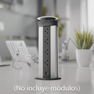 Teleblock Simon K45 para Voz, Datos, Multimedia o Contactos Eléctricos / Capacidad para 5 Módulos K45 / Apertura Automática con Tapa Abatible / Instalación en Mobiliario de Oficina o Comercial / (KTLE205CY)