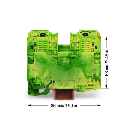 Borna de Tierra, 2 Conductores 35 mm², POWER CAGE CLAMP, Poliamida PA66, Montaje Carril DIN 35x15, Verde-Amarillo, Aplicaciones Ferroviarias y Marinas