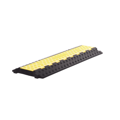 Protector de Cable de 3 Canales / Base de Goma y Tapa de Plástico / Tamaño del Canal 30x30mm / Capacidad de Carga 5 Toneladas / Longitud 90 cm / Ancho del Contorno 50 cm / Altura 4.5 cm / Color Amarillo-Negro / Material Hule