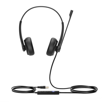 Diadema USB Alámbrica Yealink UH34 Dual Teams C/ Almohadillas de Cuero Compatible con Teléfonos IP Yealink y Computadoras