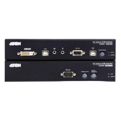 Extensor KVM DVI | Transmisión por Fibra Óptica | Distancia hasta 600 m | Resolución 1920x1200 a 60 Hz | Señales RS-232 y USB