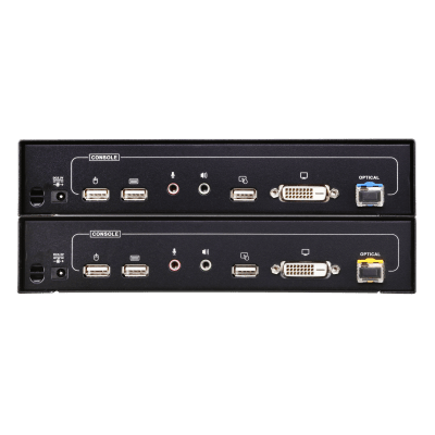Extensor KVM DVI | Transmisión por Fibra Óptica | Distancia hasta 600 m | Resolución 1920x1200 a 60 Hz | Señales RS-232 y USB