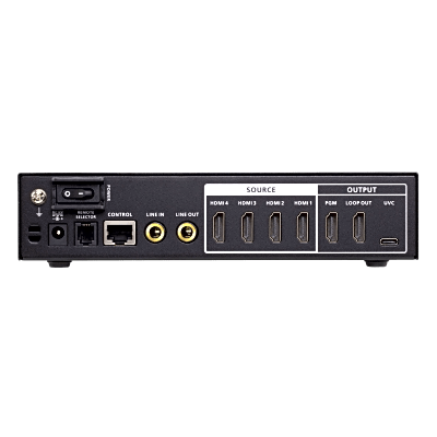 Switcher HDMI a USB 4 Entradas | 4K@60 | USB-C Streaming | Audio Mixer | PiP/Chroma | Control App