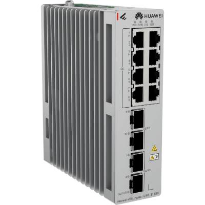 Switch Industrial eKit / 8 Puertos Gigabit + 2 SFP + 2 SFP+ / Montaje en Riel DIN / Fuente Redundante 1+1 : 9.6 a 50 VCD / Libre de licenciamiento / Gestión gratuita desde la Nube