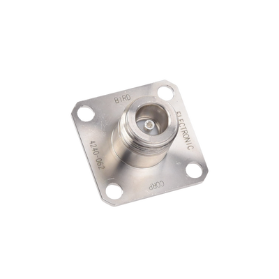 Conector N Hembra de Cambio Rápido / Wattmetro BIRD 43, 4304, 4 perforaciones a 18 mm, Níquel/ Plata/ Teflón.â€‹
