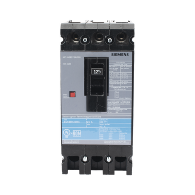 Interruptor Termomagnético ED6 600V 3X125A, Sin zapatas principales.