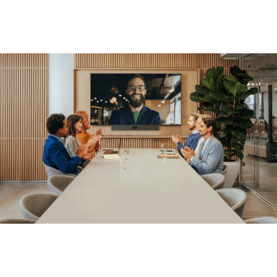 Barra de Videoconferencia Yealink A50 con IA y Control Remoto VCR11, Todo en Uno para Salas Medianas y Grandes con Seguimiento Automático del Hablante