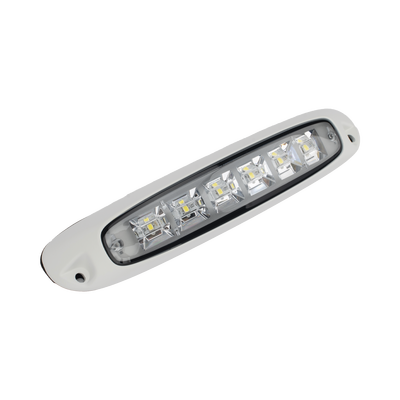 LUZ DE ESCENA SPW13, BASE BLANCA, 12–24VCD, LED BLANCO Y LENTE TRANSPARENTE