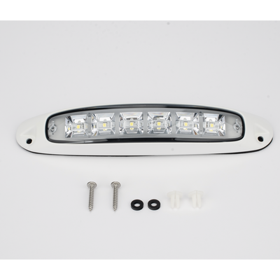 LUZ DE ESCENA SPW13, BASE BLANCA, 12–24VCD, LED BLANCO Y LENTE TRANSPARENTE