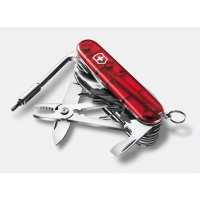 Navaja Multifunción Cyber Tool L / 39 Herramientas Profesionales / Para Técnicos Digitales / Llave Tuercas Tecnológica / Dados Hexagonales D-SUB / Set Bits Phillips-Torx-Hex / ABS-Cellidor Rojo / Fabricación Suiza