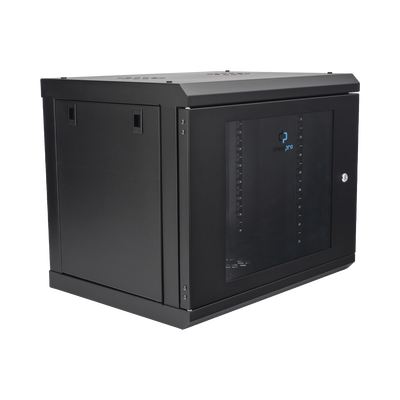 Gabinete de Pared con Puerta de Cristal Templado, 455 mm de Profundidad, 9U Rack de 19'', Acero Reforzado
