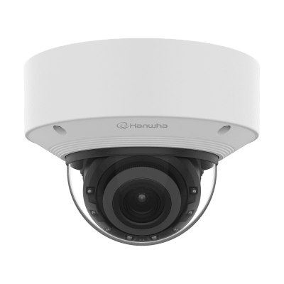 Cámara Domo AI IR 5MP / Motorizado Varifocal 3.3~9.3mm / Doble NPU / Análisis Inteligente / WDR 120dB / IR 50m / IP52 IK10 / PoE / Wisenet 9