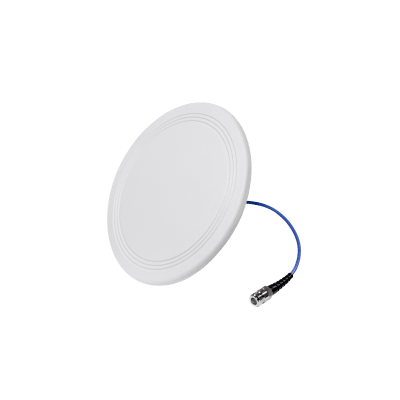 Antena Omnidireccional para Techo Interior / 600-6000 MHz / 5 Bandas Celulares y WiFi / Perfil Ultra Bajo 8 mm / Conector N-hembra / Cable Plenum 30 cm / Material del radomo, ABS